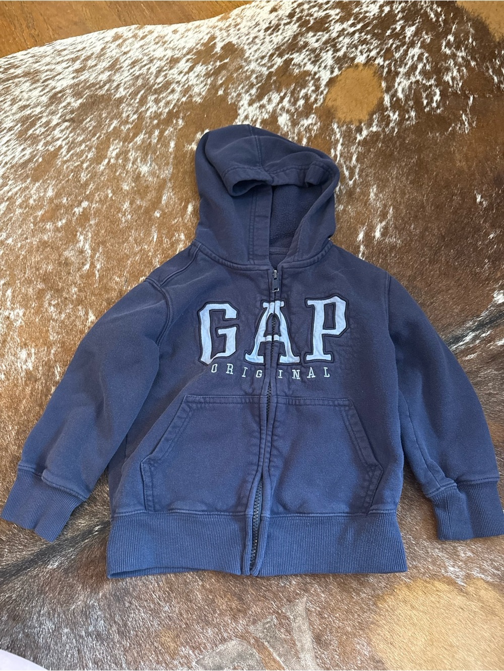 GAP Kids Navy Full-Zip Hooded Sweatshirt with Logo
